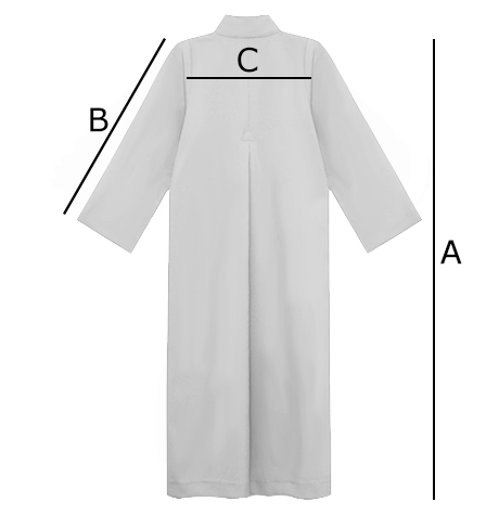 Altar Server Cassock - size chart